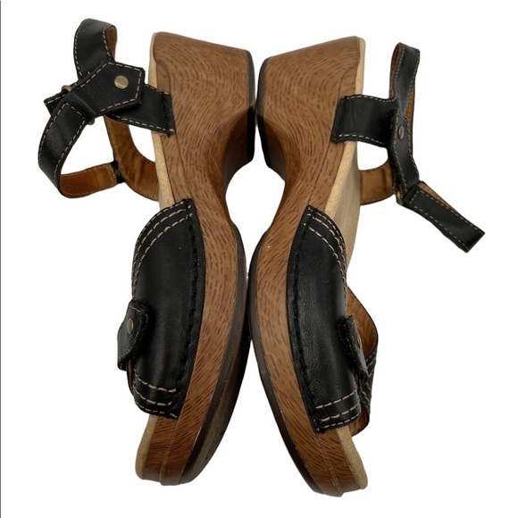 Dansko Black Sara Waxy Ankle Strap Platform Sandals Size 39 Women's - Picture 7 of 9